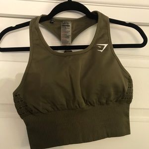 Gymshark Energy Seamless Cropped Vest-Khaki